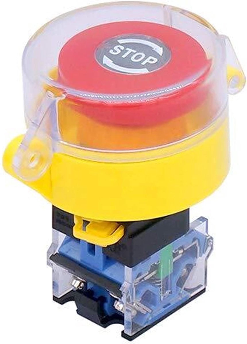 Noodstop Drukknop - Schakelaar Drukknop - Veiligheid Noodstop - 1 NC 1 NO contact - 22mm montagegat - Rood