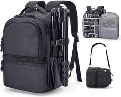 BAGSMART DSLR SLR Camerarugzak Kleine Fotografie Rugzak 2-in-1 Reisrugzak Met Schouderriem Voor Sony Canon Nikon Compatibel Met 12-9 Inch iPad Camera Backpack Met Beschermvakken Voor Fotograaf Reizen En Outdoor Gebruik