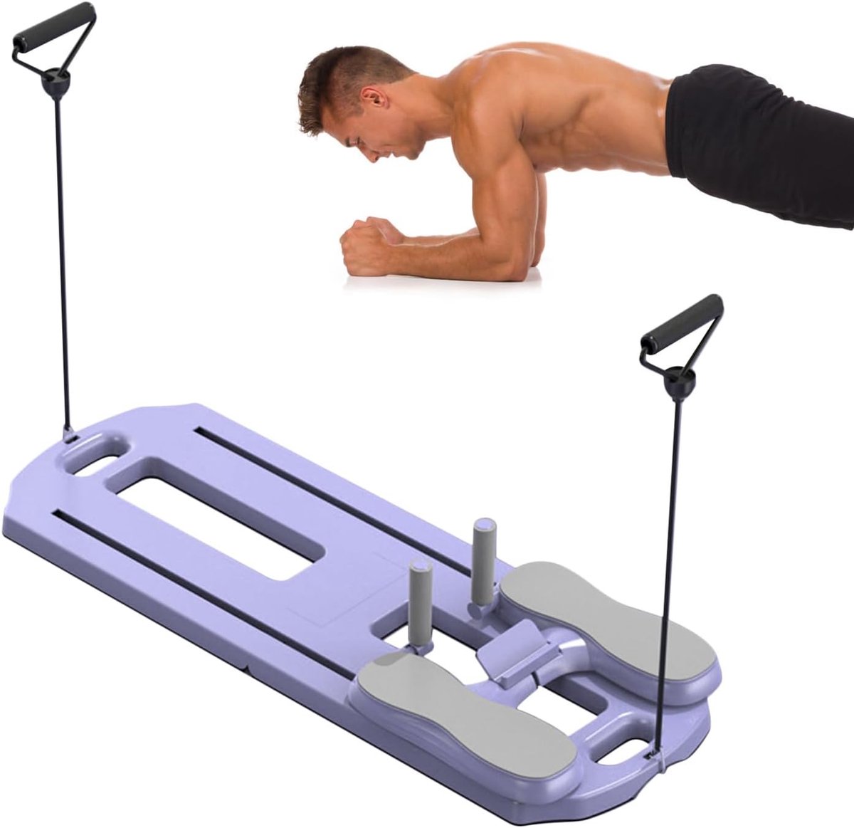 Pilates Board - Thuis Reformer - Thuis Fitness - Verstelbare Banden - 102x36cm - Blauw
