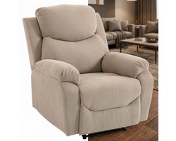 Relaxfauteuil - Relaxzetel - Relaxstoel - Fauteuil - Stoel - Met armleuning - Voor één Persoon - Fluweel - Beige + Zwart