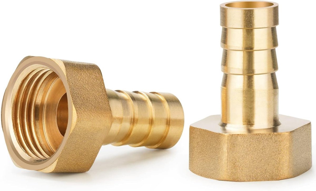 Hose nipple voor slangaansluiting met zeshoek en buitendraad, slangaansluiting met binnendraad voor lucht, water, brandstof en olie, slangkoppelingen (1/2 inch IG x 12 mm)
