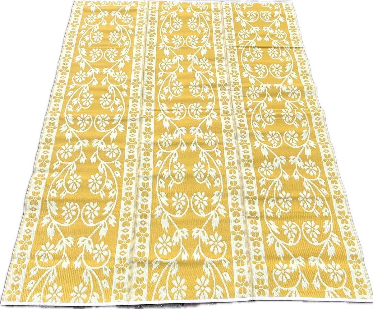 plastic vloerkleed-buitenkleed XXL 270x360cm oker flower