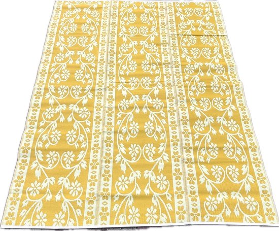 plastic vloerkleed-buitenkleed XXL 270x360cm oker flower