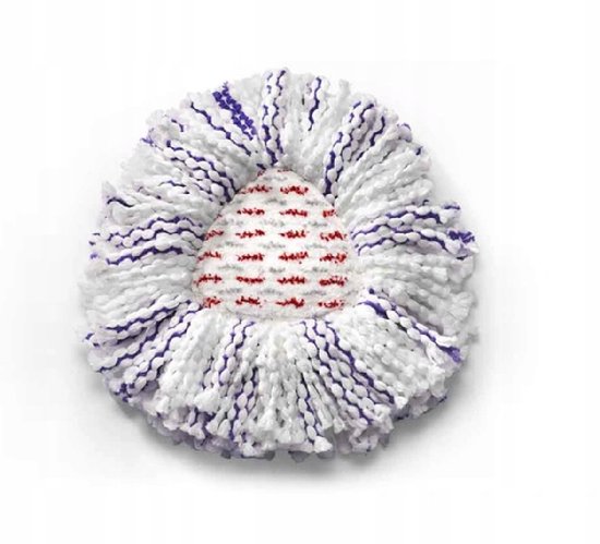 Vileda Turbo Refill 3in1 Microfibre mopkop met witte basis en paarse, rode franjes.
