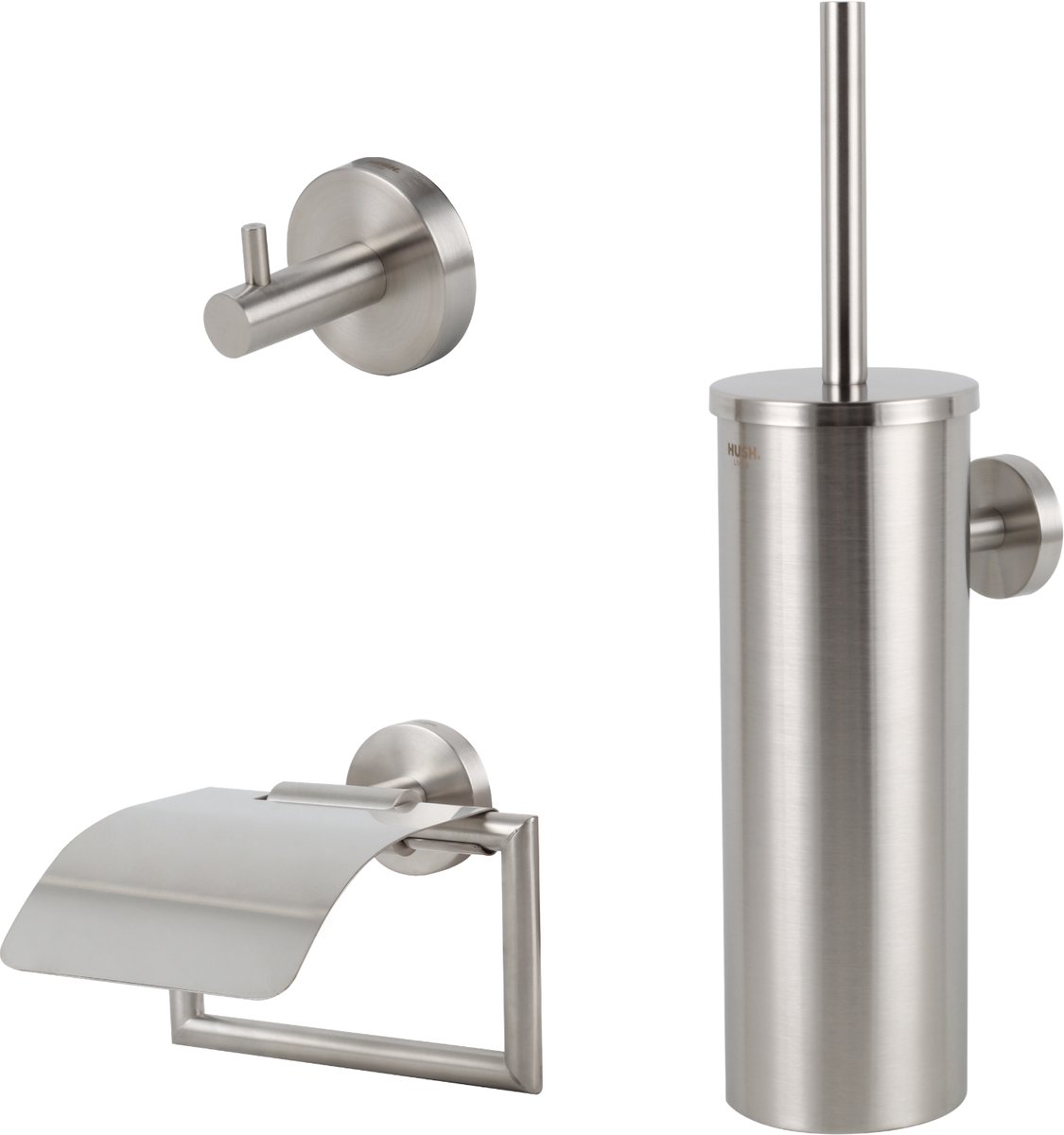 HUSH Living - Toiletaccessoireset 3-delig - geborsteld staal - RVS