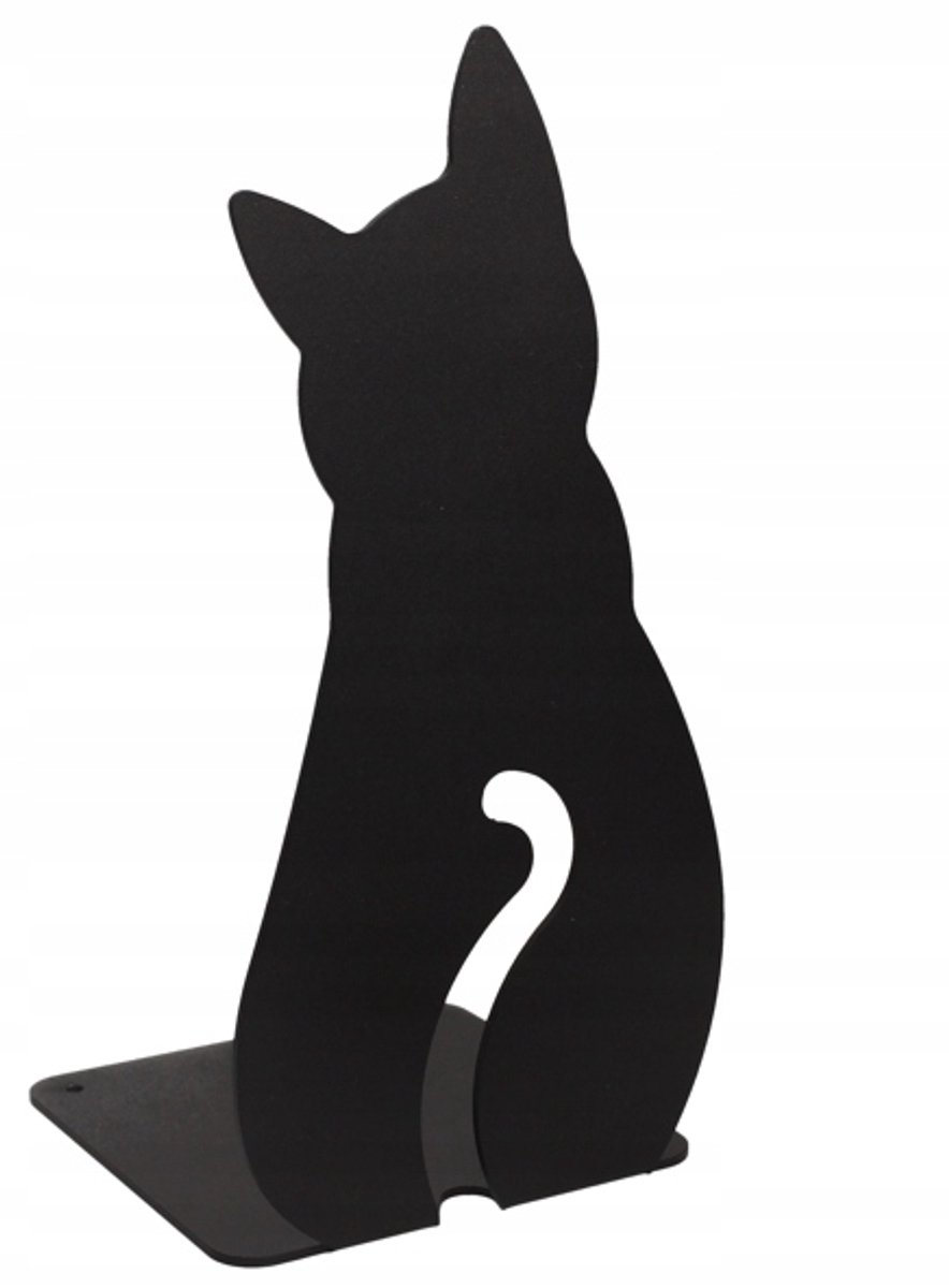 Gamet Serie - Boekensteun - Stalen Kat - Zwart - 18cm