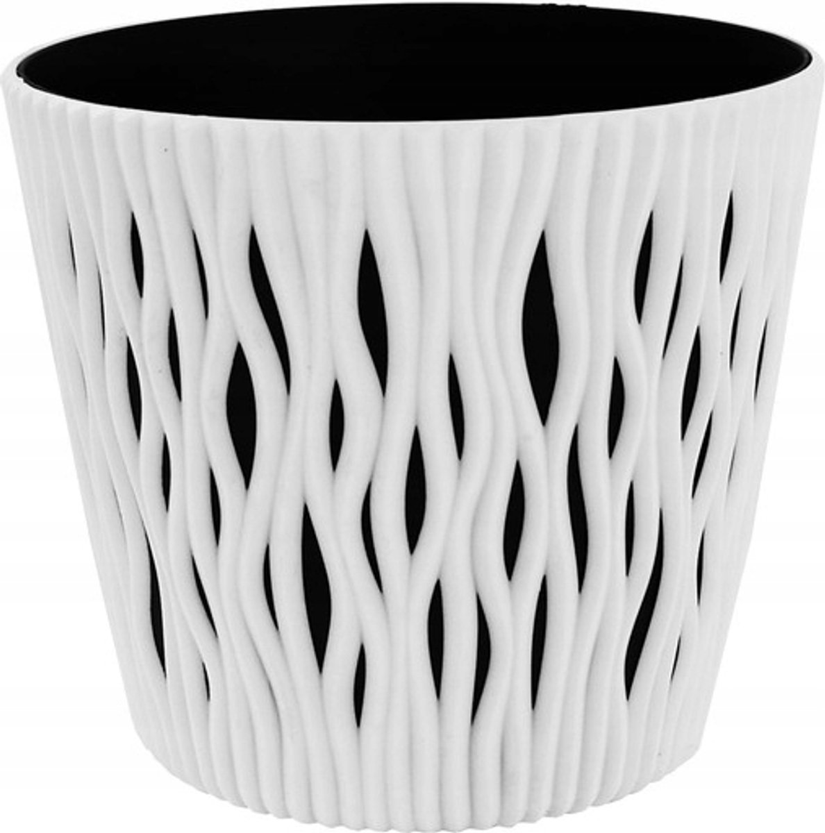 Prosperplast Serie - Kunststof Ronde Bloempot - Wit - 11 cm - Inclusief Inzetstuk