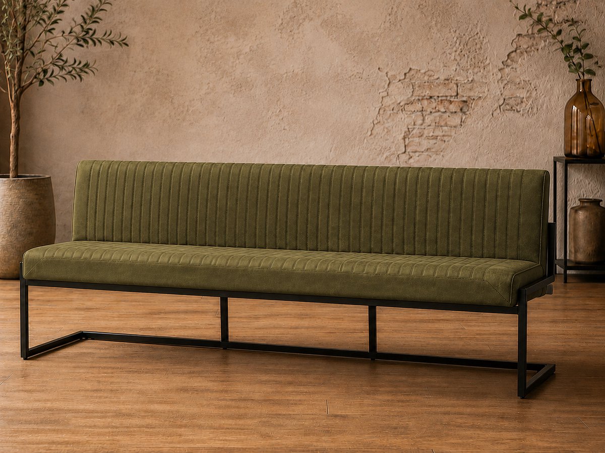 Eetkamerbank Belgie 215 cm Micro Leder Groen