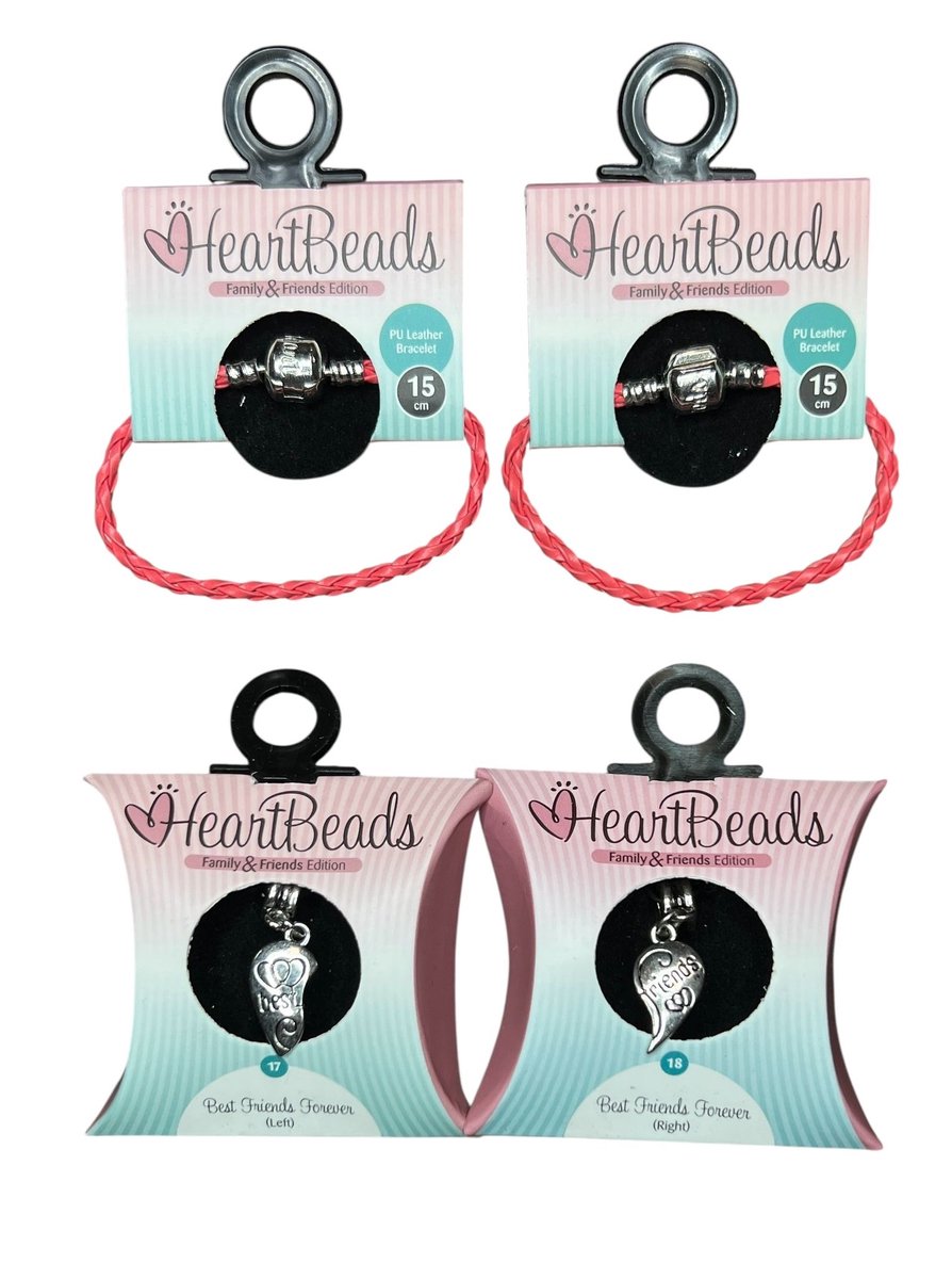 HeartBeads BestFriends Armbandjes Rood PU Leer 15cm