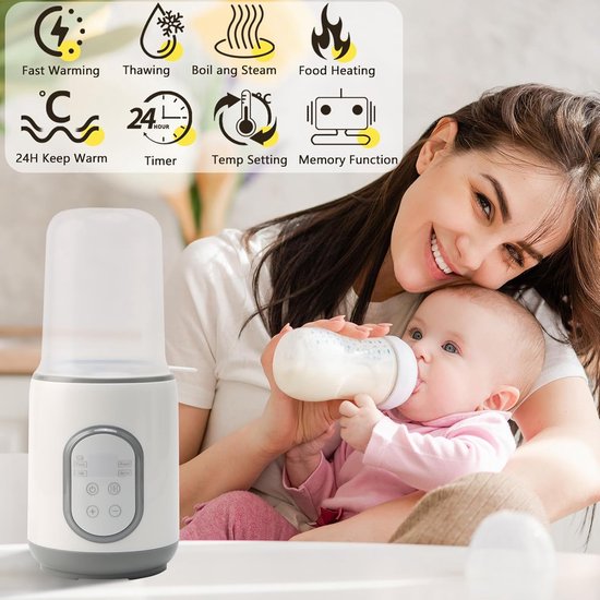 8-in-1 Snelle Flessenwarmer voor Baby - Draagbare Flessenwarmer met Timer en Automatische Uitschakeling - Snelle Verwarming en Moedermelk Ontdooiing — afbeelding 4