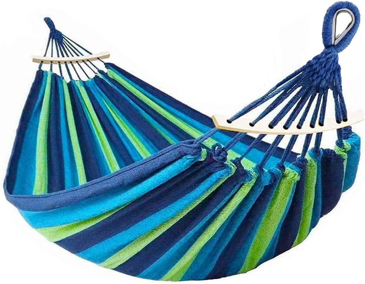 Dubbele Hangmat - Campinghangmat Spreidstangen - Ontspannen Buiten - Anti-rollover Design - 280x100cm - Enkel Geel