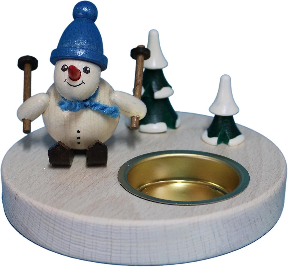 Sneeuwman Kaarshouder - Theelichthouder Decoratie - Winter Sfeer Creëren - Handgemaakt Decoratie - 11 cm - Multicolor