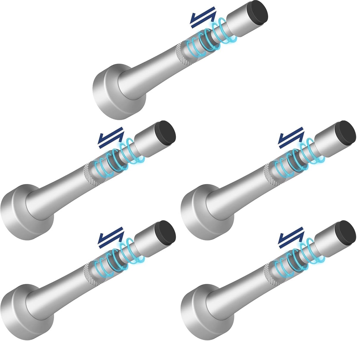 Verstelbare Deurstoppers - Deurvastzetters - Deuren Beschermen - Aluminium Legering - 3-4.5 Inch - Zilver