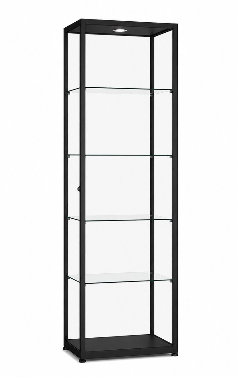 Vitrine Trendline Essential aluminium 600 EPVZ kleur zwart met Led plafondverlichting