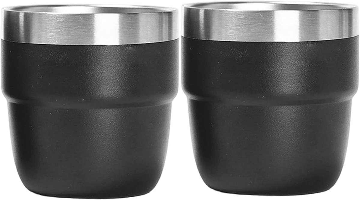 Espressokopjes - Kopjes Mokken - Koffie Drinken - Vacuüm Geïsoleerd - 4 oz - Zwart