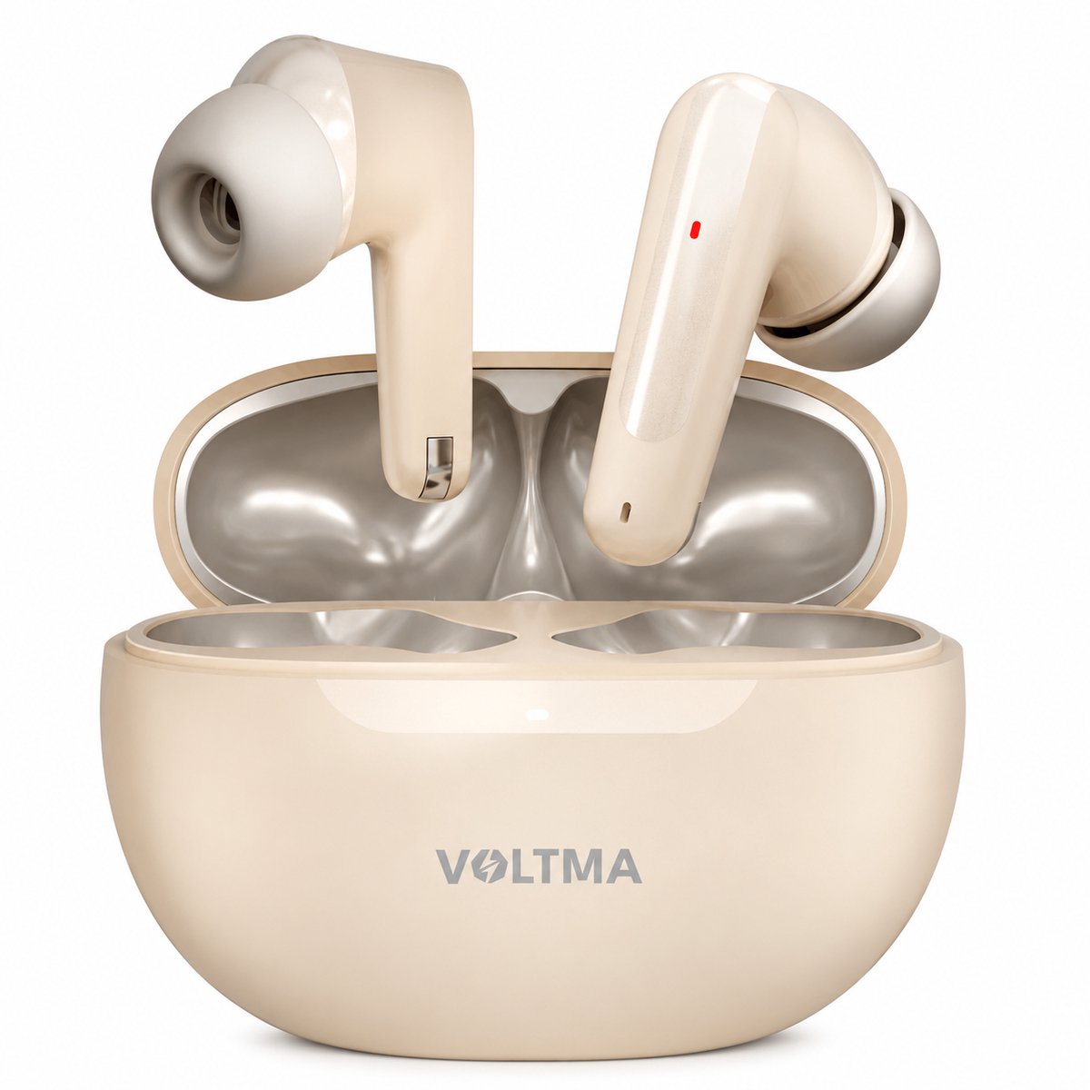 Voltma EchoBuds -Draadloze Bluetooth 5.4 Oordopjes met Ultra - High Definition Geluid - 40-Uur Batterijduur - One-Step Pairing - Ingebouwde Microfoon - Bluetooth Oortjes - Skin kleur