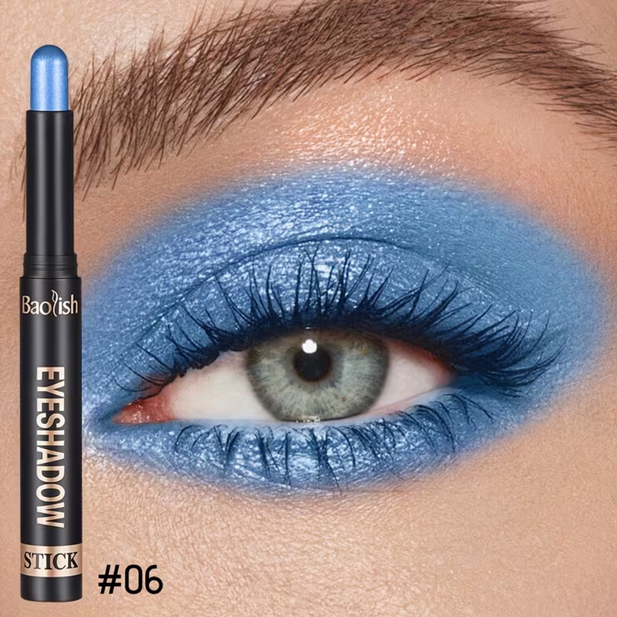 Oogschaduw Stick Hemelsblauw – Langhoudende Blauwe Oogschaduw met Metallic Shimmer Finish – Waterproof Eyeshadow Stick