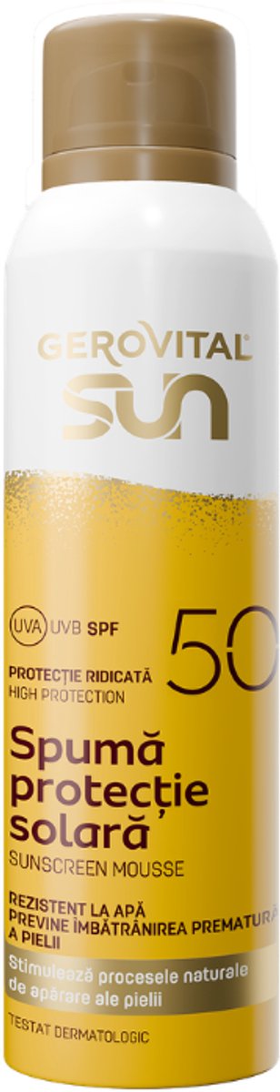 Zonnebrand mousse SPF50 - Waterbestendig - anti-veroudering - hoge bescherming | Gerovital SUN | 150 ml