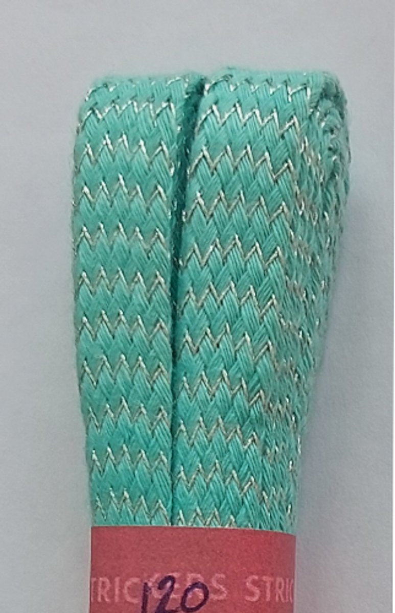 Strickers Veter - Groen/Zilver - Meerkleurig - Plat - Lengte 120 cm - Breedte 10 mm - Schoenveter