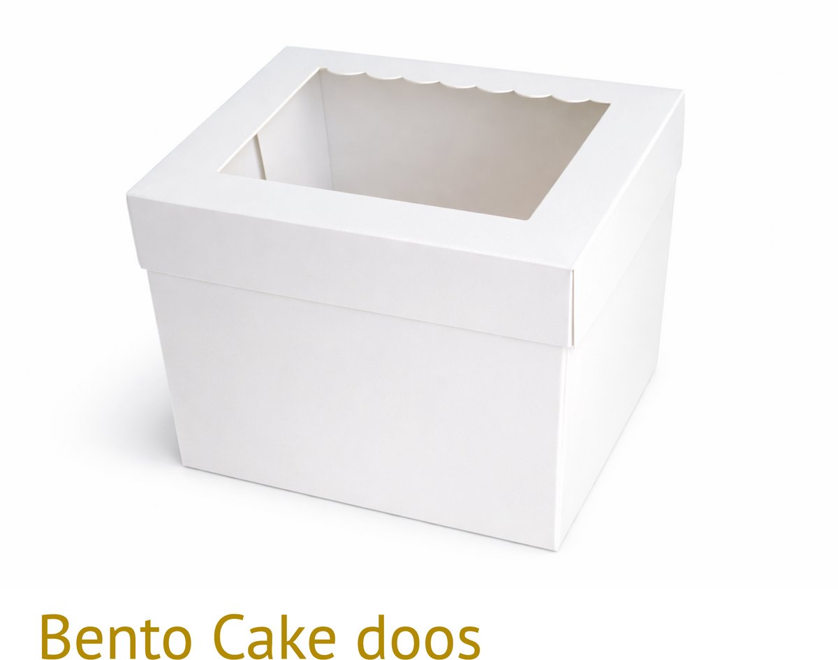 Bakdozen.nl - Bento Cake Dozen - Bento Taart Box - Wit - Met Luifel - 10 Stuks - 16x16x10 cm