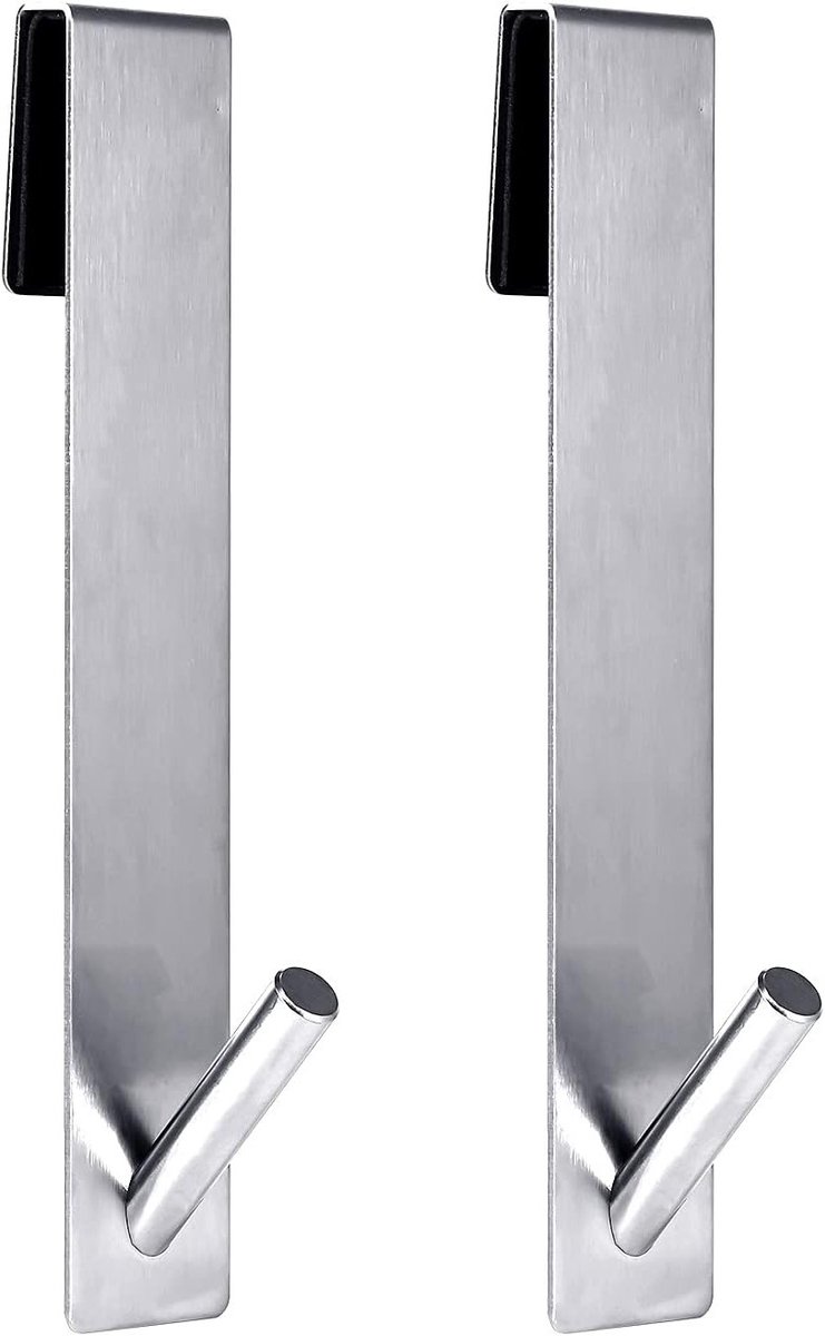 Roestvrijstalen douchedeurhaken 2x18cm, handdoekhaken zonder boren, frameloze badkameracce