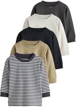 Next - Jongens - Set van 5 T-shirts met lange mouwen - Zwart