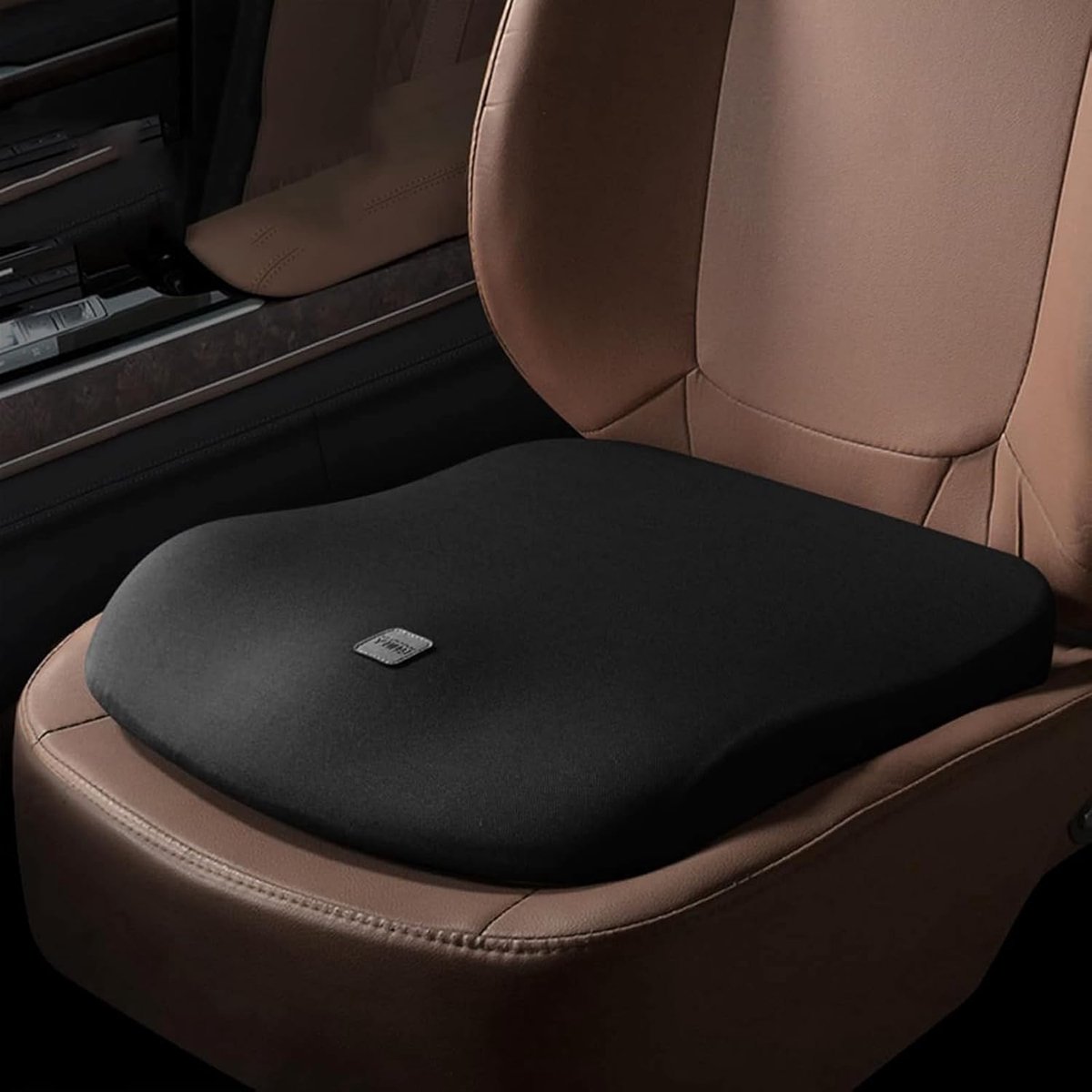 Autostoel Kussen - Verhoger Stoel - Comfortabel Rijden - Traagschuim Vulling - 42x42x5 cm - Zwart