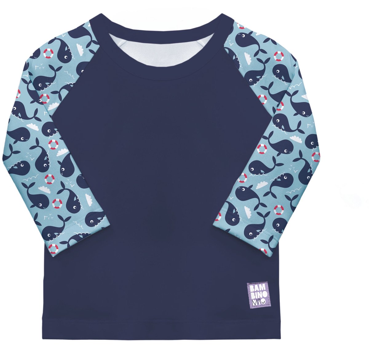 Baby UV-zwemshirt UPF 40+ met lange mouwen – Blauwe Walvis motief