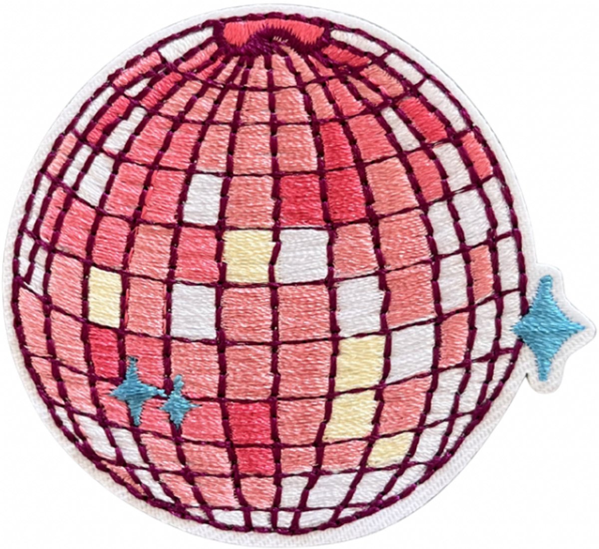 Retro Discobal Roze - Strijk Embleem - Opstrijkbare geborduurde patches - Kleding Patchs - Versiering Voor Kleding - Iron On - Doe-het-zelf-accessoires - Naai op geborduurde applicatie