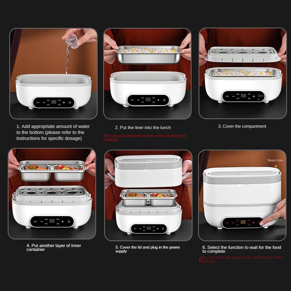 Elektrische Lunchbox - Voedsel Warmer - Warme Maaltijden Onderweg - Dubbellaags Geïsoleerd - 2 Liter - Wit