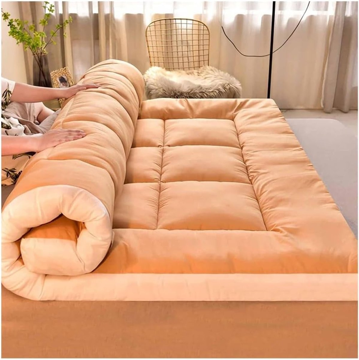 Japanse futonmatras - Vloerbed kamperen - Draagbaar slapen - Ergonomisch ontwerp - 120x200 cm - Brons