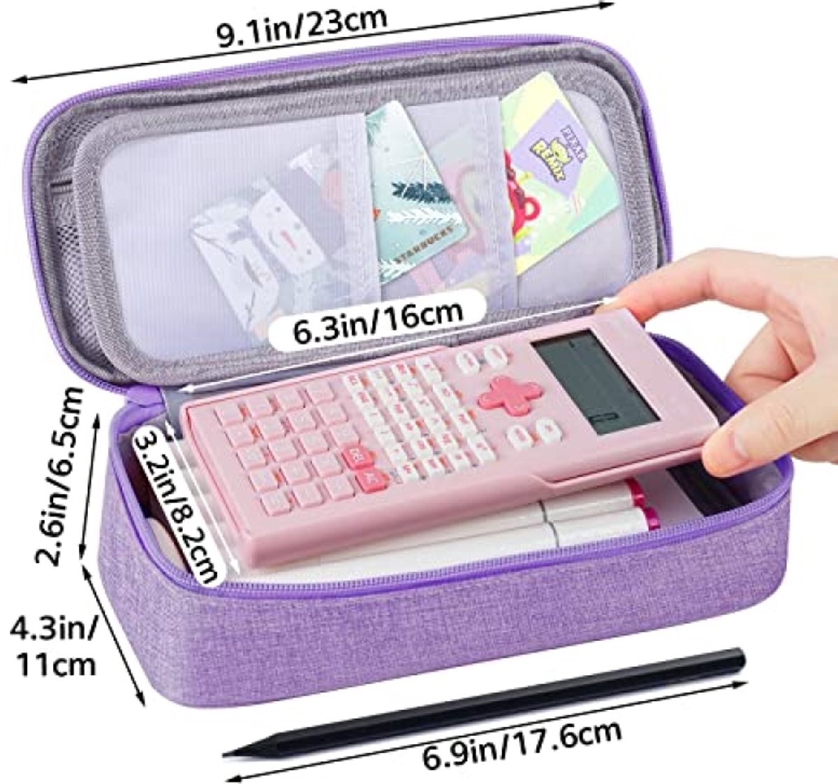 ModernStore Groot Pennenetui met 5 Ritsvakken - Pencilcase voor Kantoor - Opbergetui voor 80 Pennen - Paars