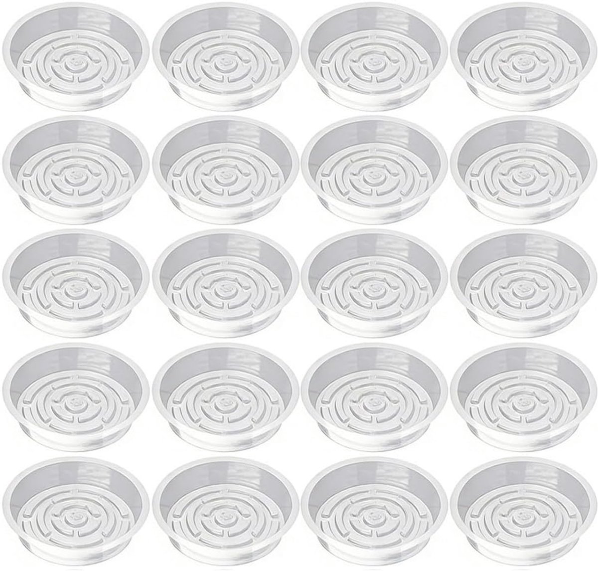 Plantenschotels - Bloempot trays - Binnen tuinieren - Transparant waterniveau - 20 stuks - Helder