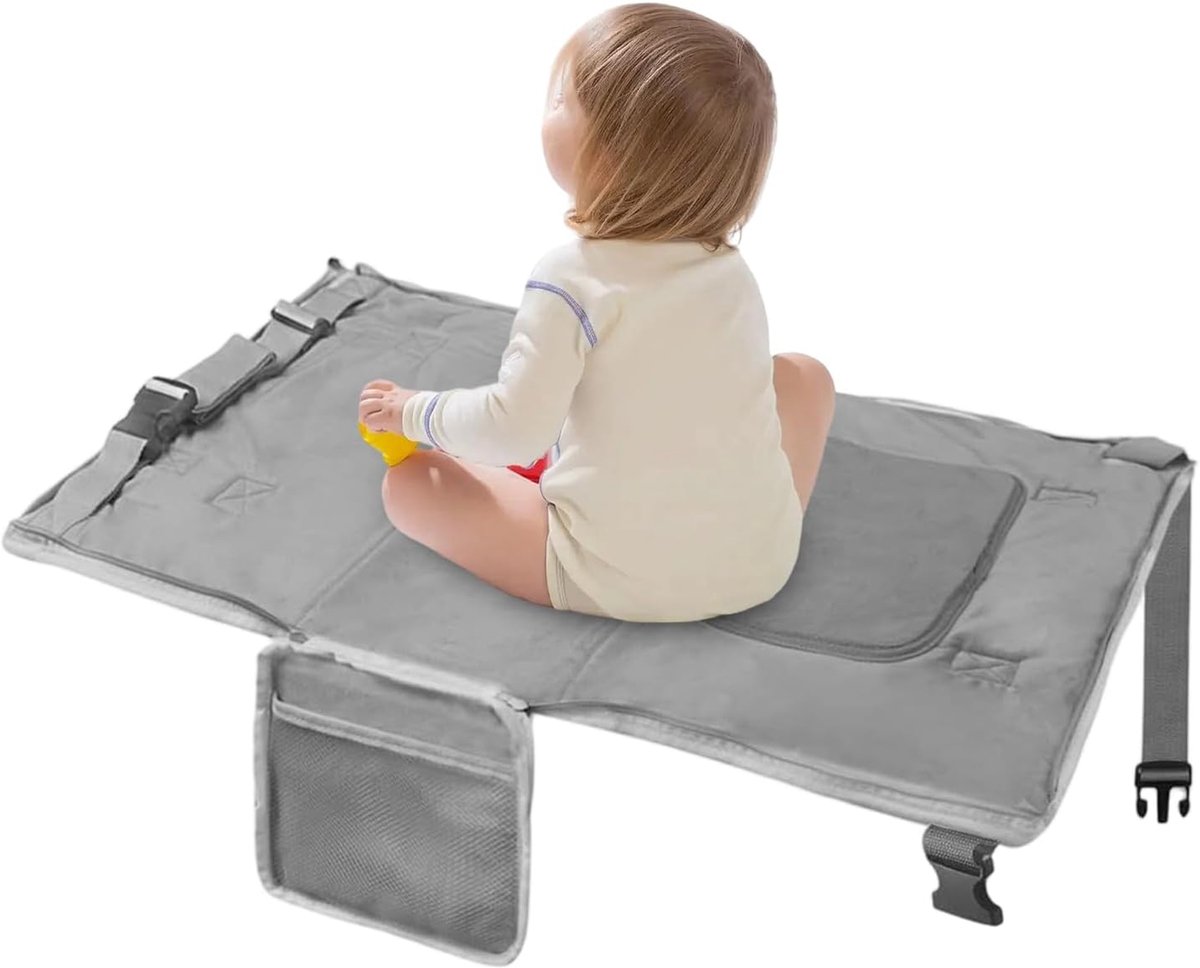 Vliegtuig Bed - Reis Mat - Comfortabel Reizen - Opvouwbaar Organizer - 30 x 26 x 5 cm - Grijs