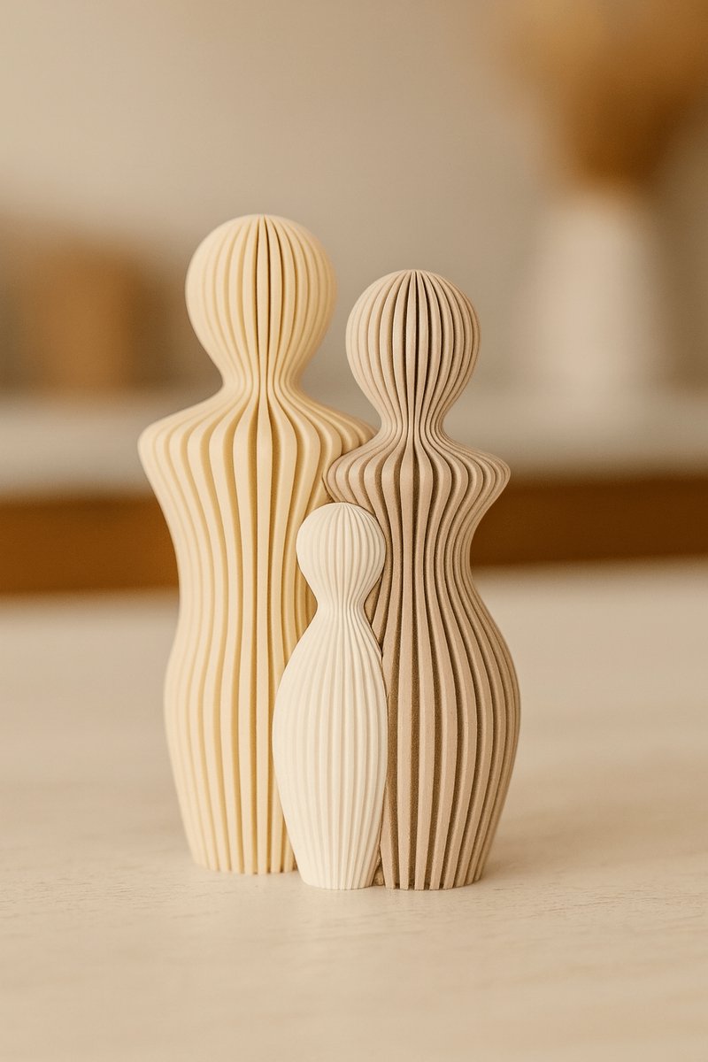 Gezin met 1 kind - Japandi Style - Interieur - Familie - Ouders - Family - Statue - Ornament - Biological plastic - PLA - 3D geprint - Modern interieur - RoNa Design