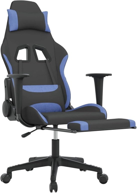 Gaming Stoel - Comfortabele Zetel - Langdurig Zitten - Verstelbare Rugleuning - 360 Graden Draaibaar - Zwart Blauw — afbeelding 3