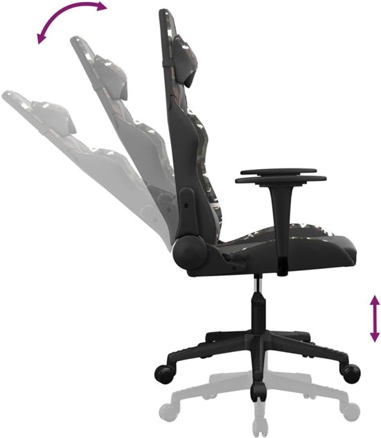 Gaming Stoel - Comfortabele Zetel - Gaming Ervaring - Verstelbare Rugleuning - Niet Gespecificeerd - Zwart Camouflage — afbeelding 2