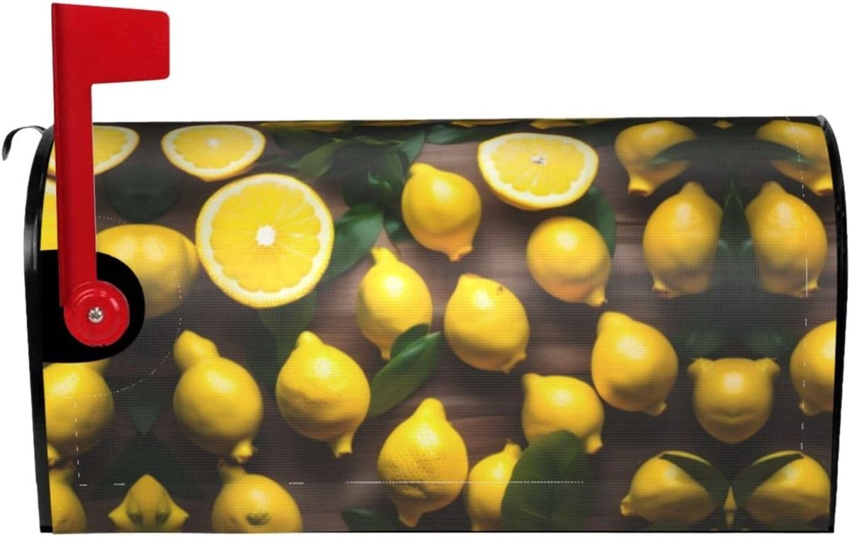 Brievenbushoezen Citronen - Brievenbusdecoratie Buiten - Post Beschermen - Uniek Zomerontwerp - Verkrijgbaar in 2 maten - Zwart