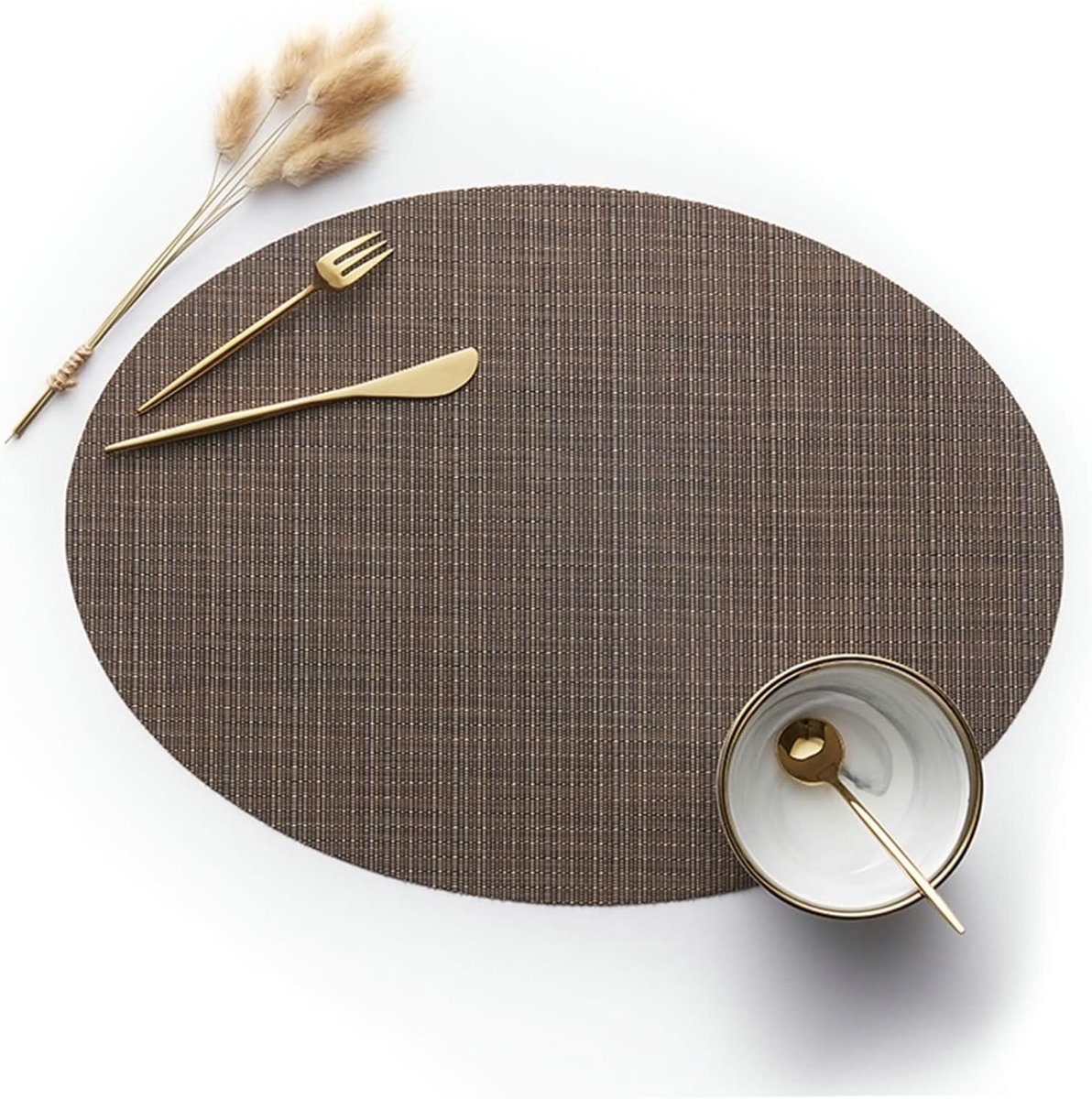 Placemats Set - Tafelonderleggers - Eettafel Beschermen - Waterdicht Vuilafstotend - 8 Stuks 45x32.5cm - Koffiebruin
