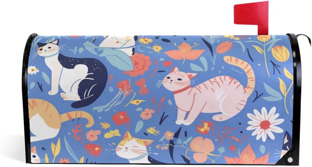 Brievenbus Decoratie - Magnetische Covers - Tuin Aankleden - Weerbestendig Oxford Materiaal - Standaard Maat - Kleurrijke Katten