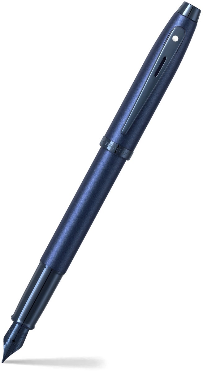 Sheaffer Vulpen 100 E9371 Satin blue PVD blue F Pen punt
