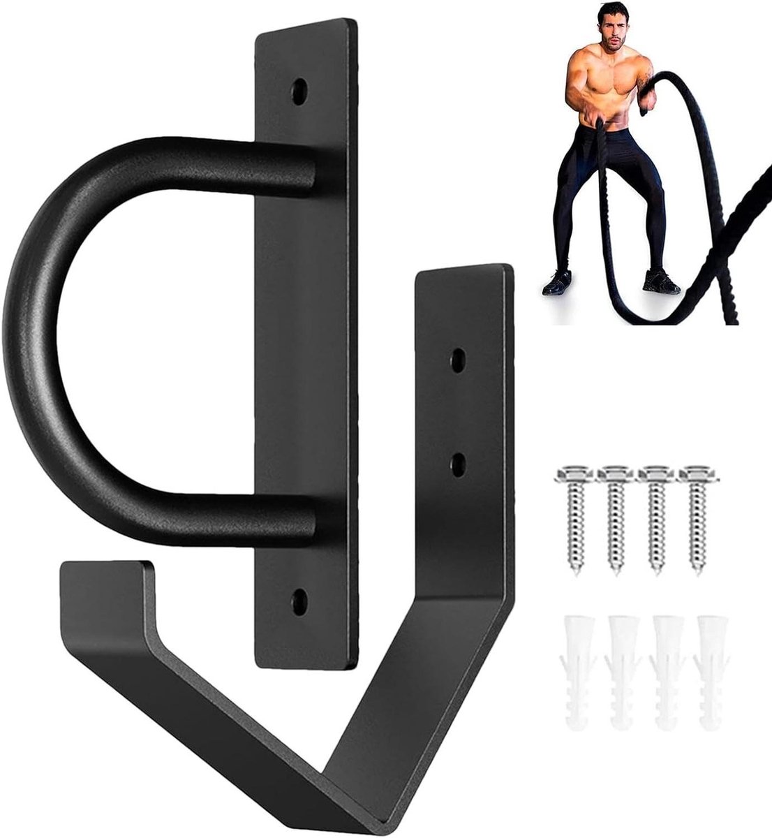 Wandhouder Battle Rope - Opbergtouw Hanger - Sportuitrusting Opslag - Robuust Staal Ontwerp - 27 x 21 x 7 cm