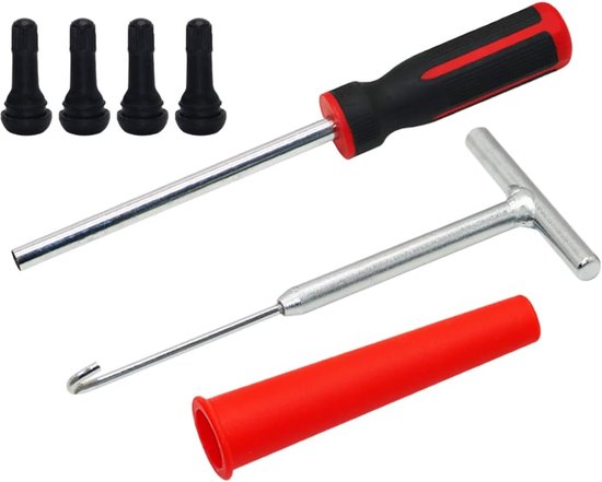 Ventiel Reparatie Set - Bandengereedschap Klepsteel - Banden Onderhoud - T-handvat Trekker - 28 x 8.7 x 3.5 cm - D — afbeelding 4