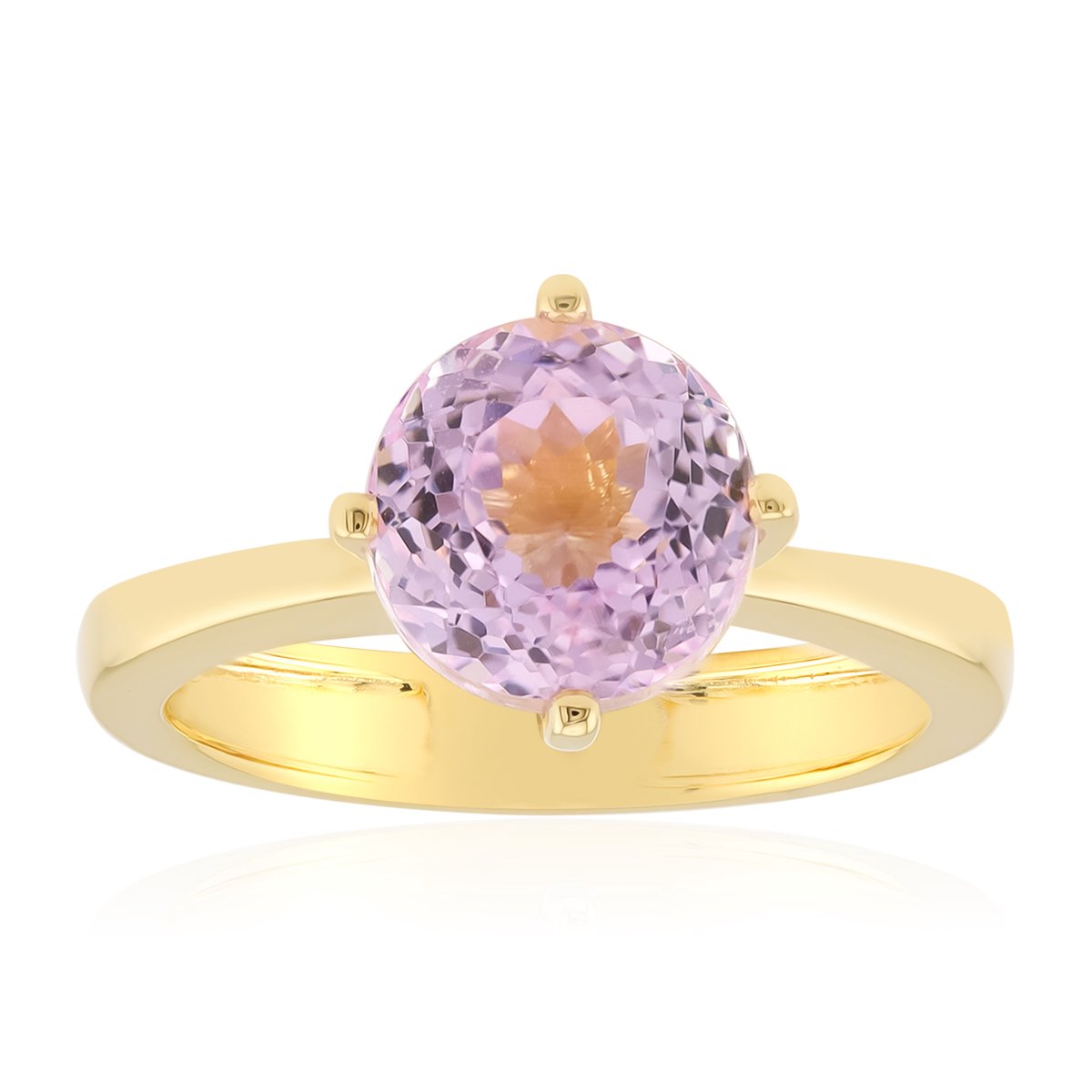 Cavill - Zilveren Ring 925 Sterling Zilver Verguld - Ronde Kunziet Edelsteen 2,579 ct uit Afghanistan - Stijlvolle Damesring met Zachte Tint