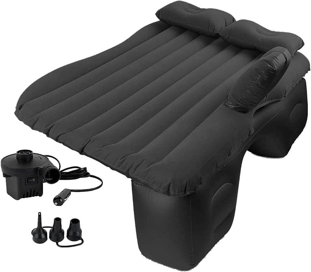 Autoluchtbed Matras - Reismatras Voertuig Slaapkussen - Comfortabel Reizen - Gesegmenteerde Opblaaskamers - 100 g - Grijs