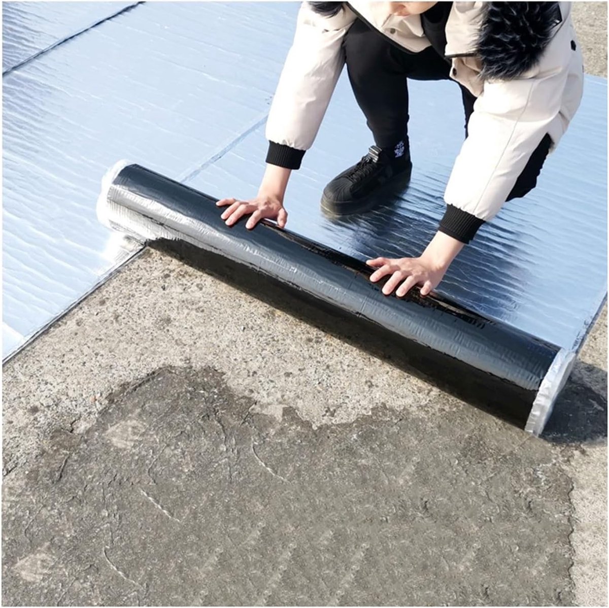 Zelfklevend Waterdicht Membraan - Reparatietape Dak - Daklekken Dichten - Aluminium Bekleding - 1.5mm x 10m - Zwart