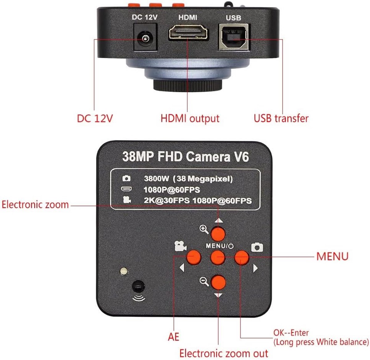 Digitale Microscoop Set - HD Camera - Precisie Inspectie - 120X Zoom Lens - 38 Megapixel - Zwart