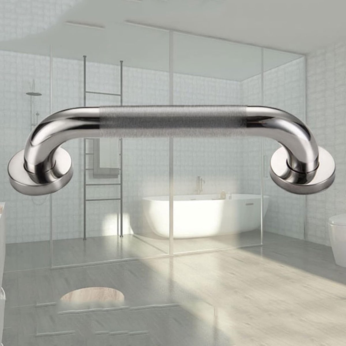 Veiligheidsgreep Badkamer - Douchegreep Balansstang - Veiligheid Verhogen - Antislip Gekarteld Oppervlak - 32.5 cm - Chroom