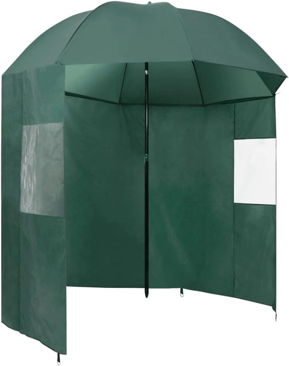 Visparaplu - Outdoor Paraplu Zonnescherm - Bescherming tegen zon - Met rits en ramen - 220x193 cm - Groen