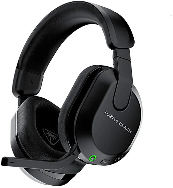 Zwarte Turtle Beach gaming headset met microfoon, verstelbare hoofdband en zachte oorkussens.
